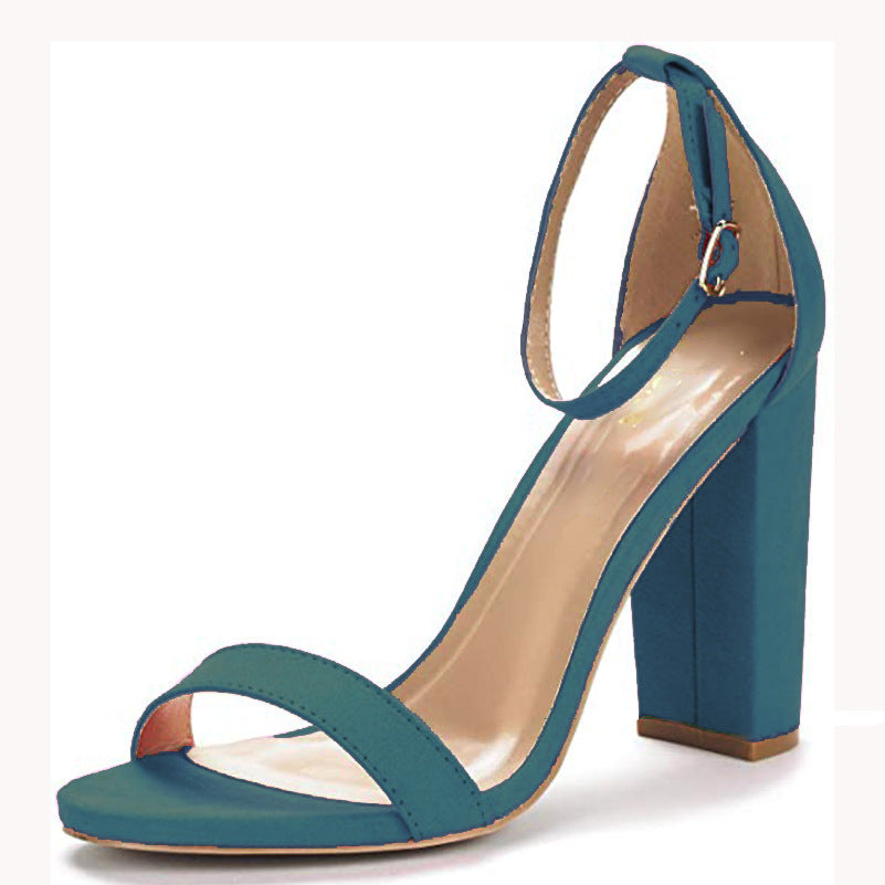 Suede High Block Heels with Ankle Strap