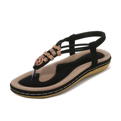 Bohemian Sandals with Wooden Beads and Ankle Strap in 3 Colors