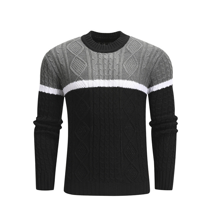 Men's Knit Long Sleeve Colorblock Sweater S-XXL