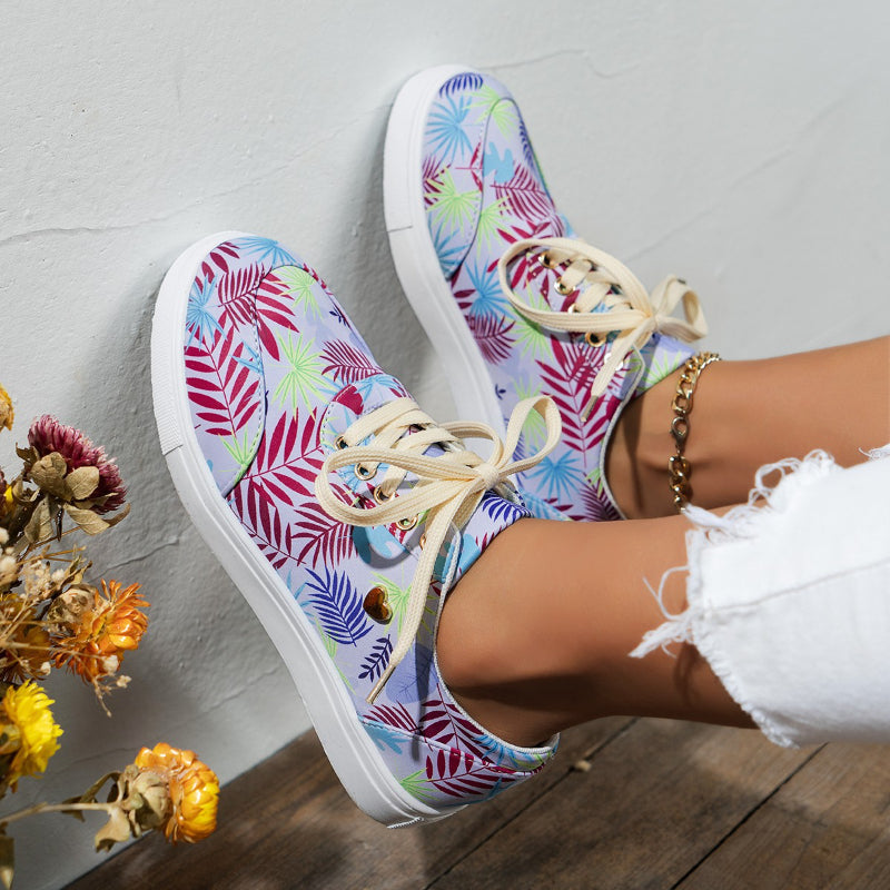 Leaf Print Canvas Sneakers in 3 Colors