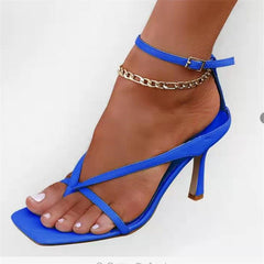 Thong High Heel Sandals with Ankle Strap