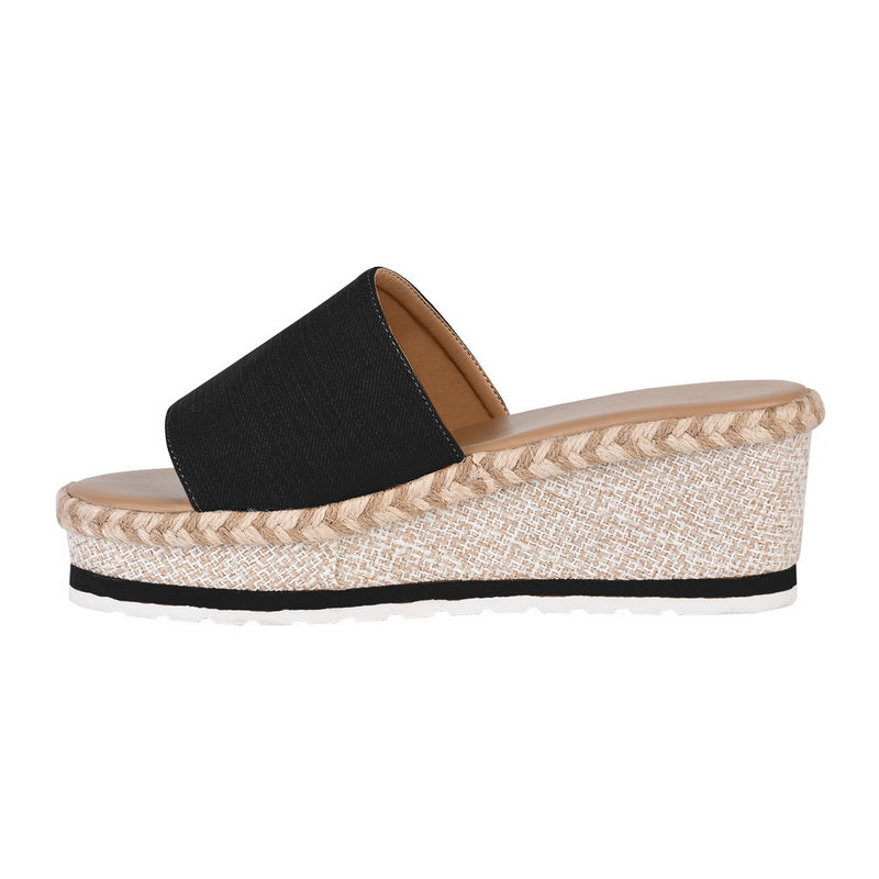 Wedge Heel Sandals with Wide Strap