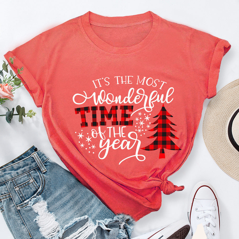 Round Neck Christmas Short Sleeve Shirt