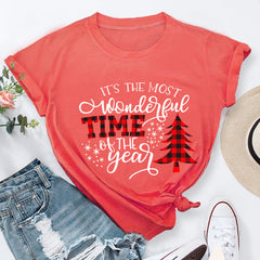 Round Neck Christmas Short Sleeve Shirt