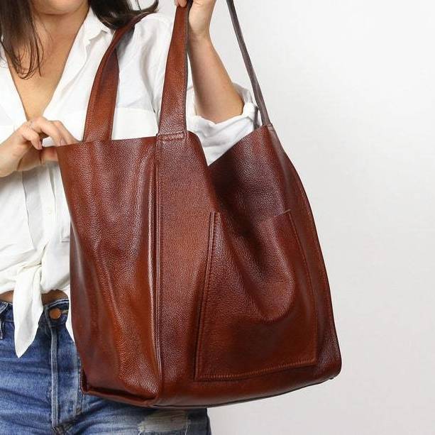 Large Capacity Satchel with Outside Pocket