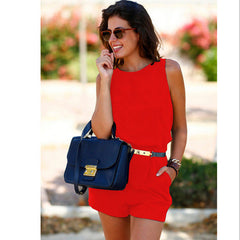 Sleeveless Backless Romper with Belt and Pockets in 3 Colors S-XL