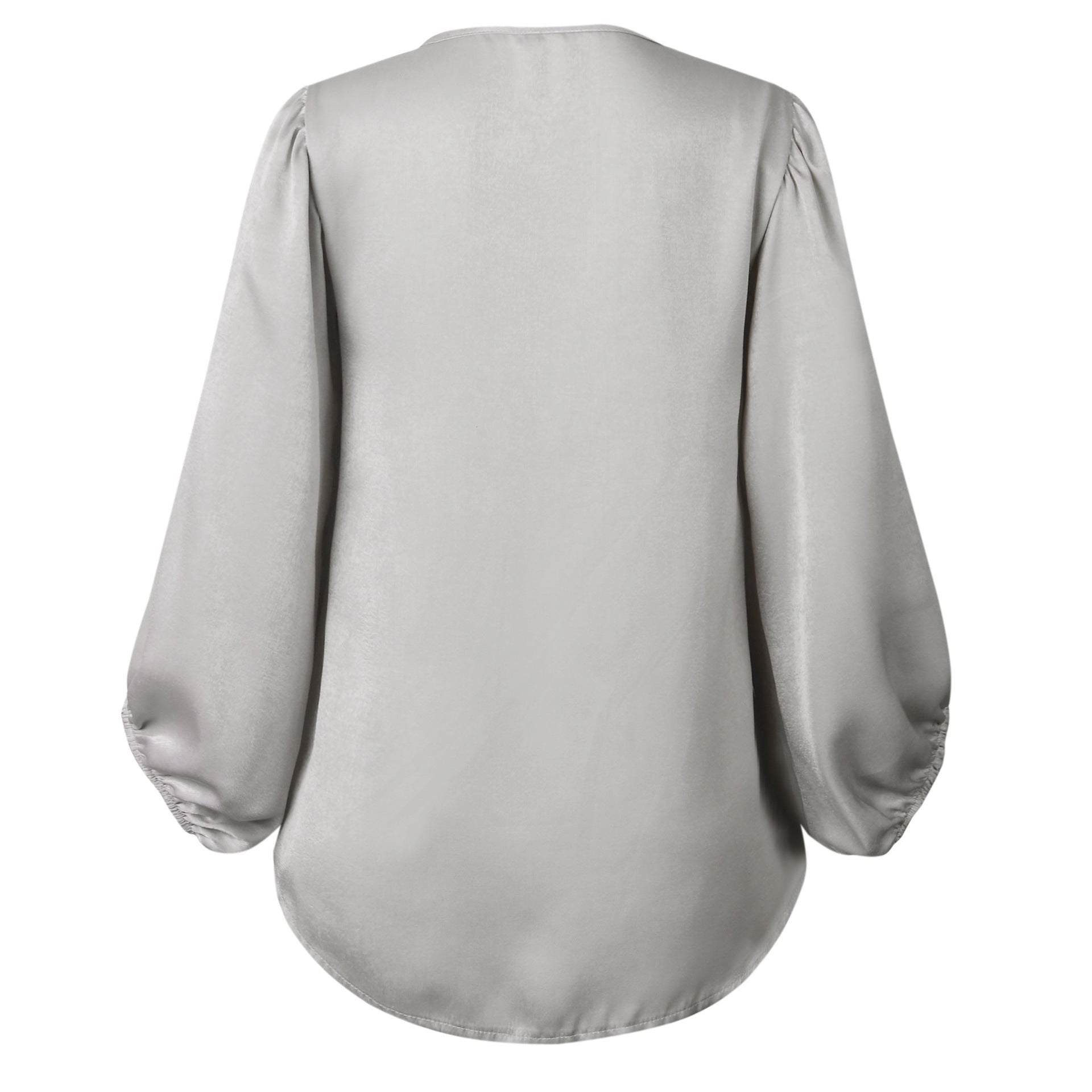 V-Ausschnitt Bluse mit langen Laternenärmeln in 3 Farben S-XL