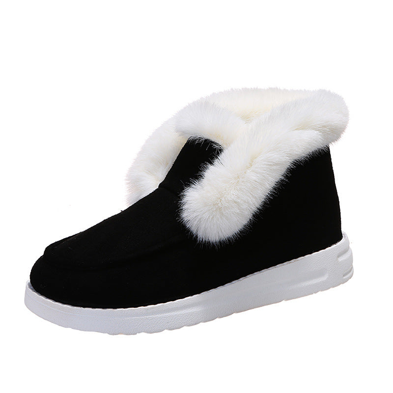 Suede Slipper Boots with Plush Fur