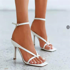 Thong High Heel Sandals with Ankle Strap