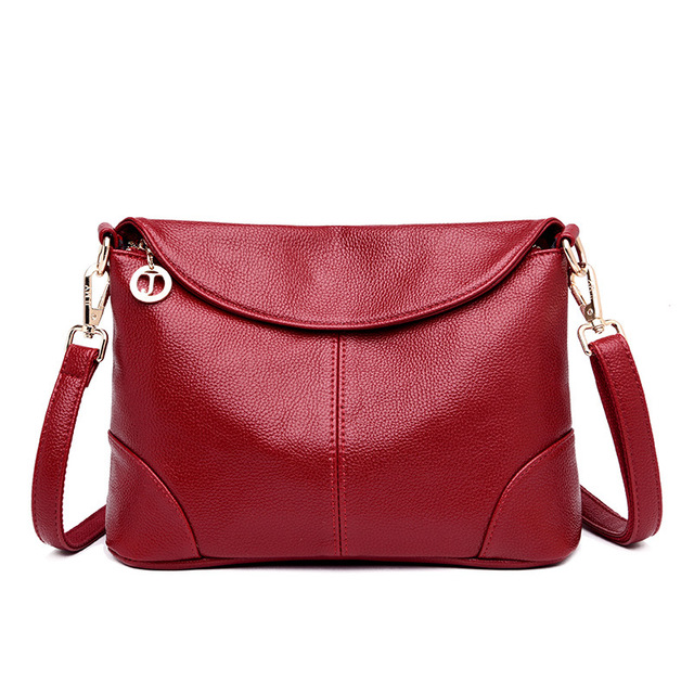 Leather Solid Colour Shoulder Bag with Zipper