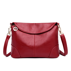 Leather Solid Colour Shoulder Bag with Zipper