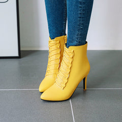 High Heel Stiletto Ankle Boots with Side Zipper