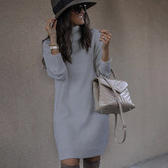 Mid-Length Turtleneck Long Sleeve Knit Sweater in 6 Colors S-3XL