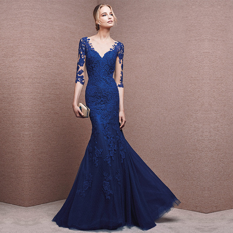 Lace V-Neck Mermaid Dress in 3 Colors S-XXL