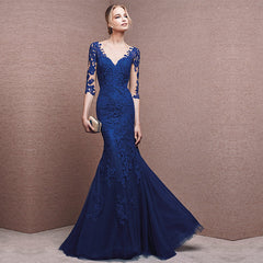 Lace V-Neck Mermaid Dress in 3 Colors S-XXL