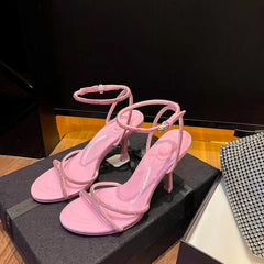 High Heel Riemchen Stilettos mit Strass in 2 Farben