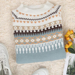 Round Neck Long Sleeve Printed Sweater S-XXXL