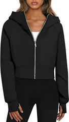 Kurzes Langarm-Sweatshirt mit Kapuze in 6 Farben S-XL 