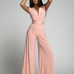 V-Neck Sleeveless  Wide Leg Jumpsuit in 4 Colors S-2XL