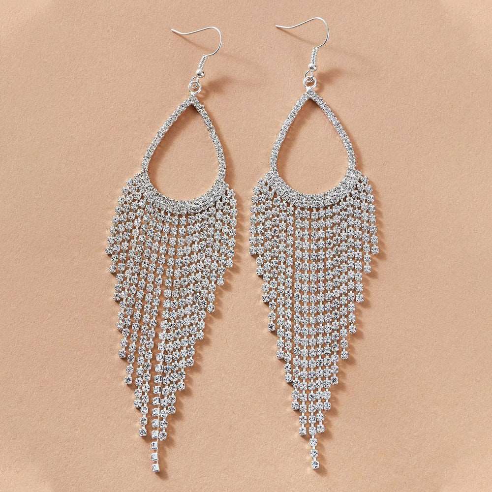 Boucles d'oreilles bohèmes à pampilles et strass