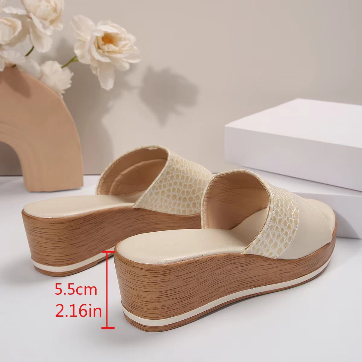Snake Pattern Thick Sole Wedge Sandals