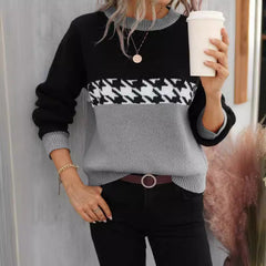 Colorblock Round Neck Knit Sweater