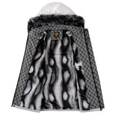 Herrenjacke mit abnehmbarer, pelzgefütterter Kapuze