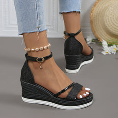 Sparkly Platform Wedge Sandals
