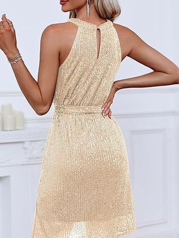 Sequined Halter Neck Party Dress