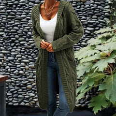 Mid-Length Knit Cardigan Sweater with Pockets in 4 Colors S-XL