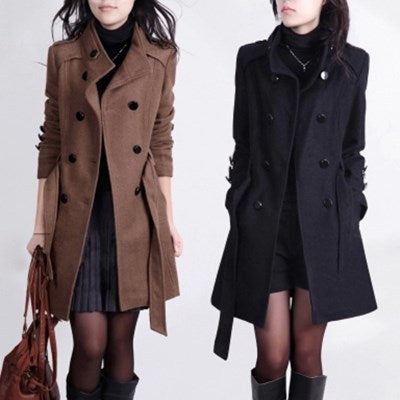 Mid-Length Woolen Coat in 2 Colors M-4XL
