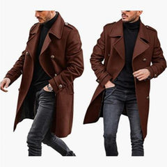 Men's Wool Coat with Lapel and Pockets