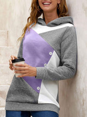 Sweat à capuche mi-long à blocs de couleurs