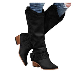 Suede Knight Boots with Short Wide Heel in 6 Colors
