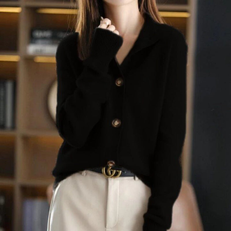 Mock Neck Button-Up Cardigan