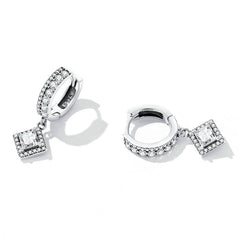 Silver and Zircon Sparkly Drop Earrings