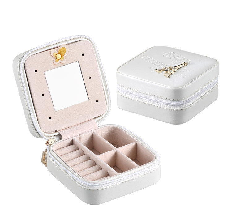 Portable Jewelry Box with Mirror in 4 Colors