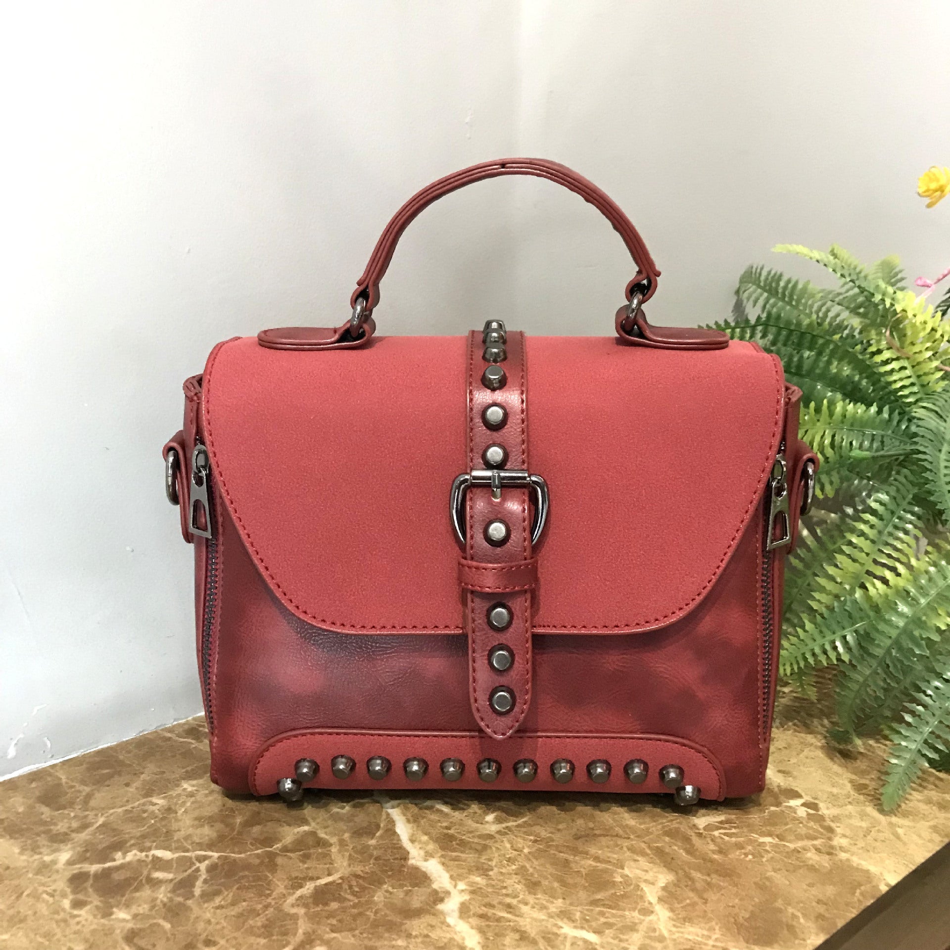 Studded Messenger Bag with Adjustable Strap in 13 Colors
