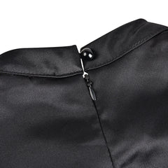 Schwarzes kurzärmliges Midikleid mit hohem Halsausschnitt und Taschen S-XXL