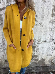 Button-Up Mid-Length Sweater Cardigan