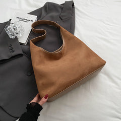 Solid Colour Suede Shoulder Bag