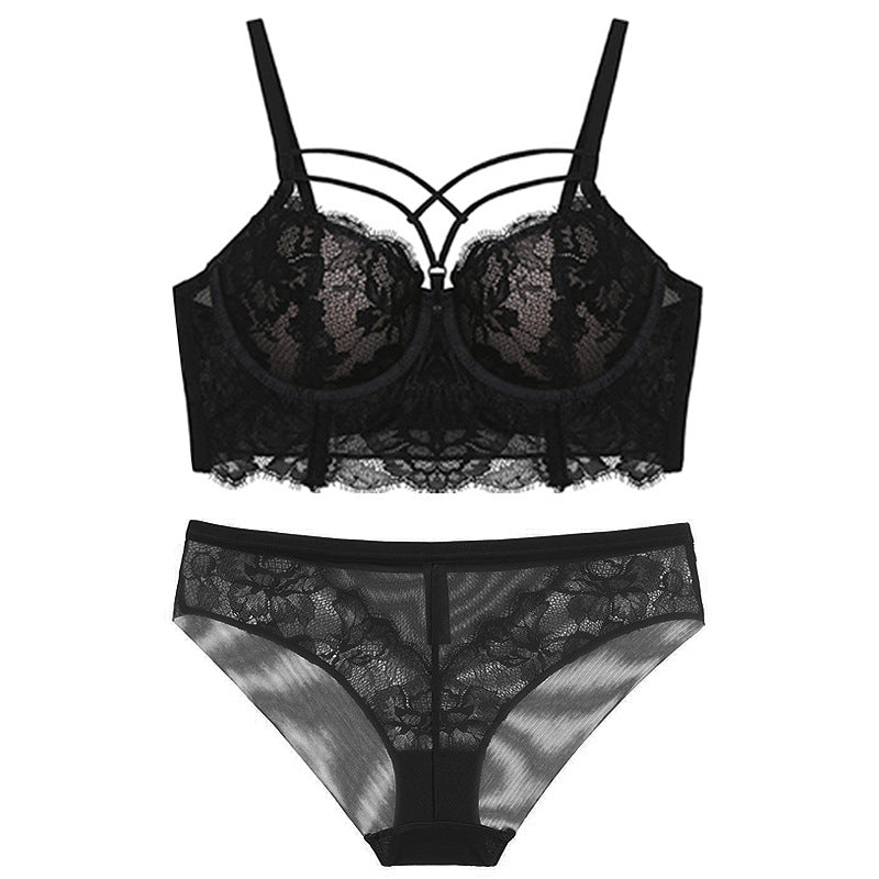 Padded Lace Bra and Panties Set in 4 Colors