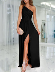 One Shoulder High Waist Maxi Evening Dress in 5 Colors S-XXL
