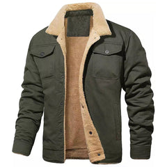 Men's Fleece-Lined Long Sleeve Jacket with Pockets