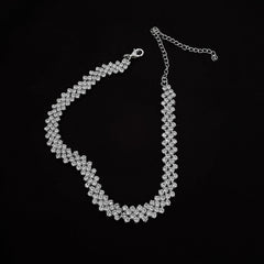 Funkelnde Strass Choker Silber Halskette
