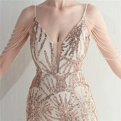 Elegant High Waist Evening Gown with Spaghetti Straps