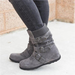 Slip-On Snow Boots with Buckles in 4 Colors