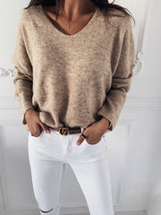 V-Neck Soft Knit Long Sleeve Sweater