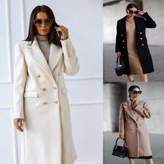 Long Sleeve Coat with Lapel and Buttons in 5 Colors S-2XL