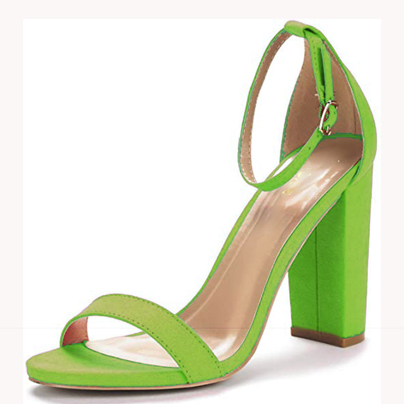 Suede High Block Heels with Ankle Strap